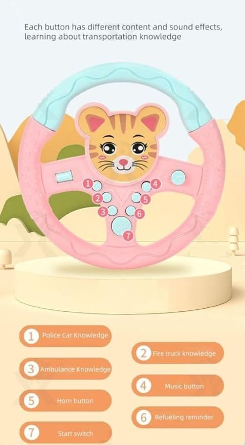 Pretend Steering Wheel Toy, Pretend Adventure Toy for Kids - Multi Color Steering Toy with Car Speed, Brake and Adventure Features