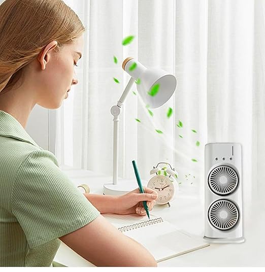 Double Ended Spray Fan, Desk Fan with Mist Spray, Travel Cooler Fan, USB Rechargeable Mini Desktop Table Cooling Fan for Office